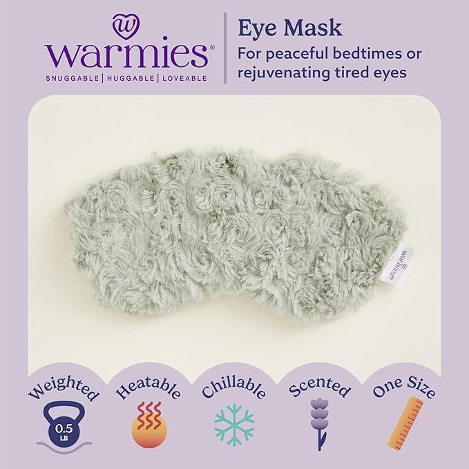 warmies Microwavable Eye Mask for Warmth & Comfort - Heating & Cooling Compress for Calming Relaxation - Weighted & Heated Eye Mask with Scented Lavender for Sleeping - Curly Sage