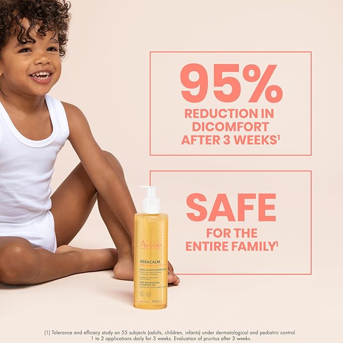 Avène XeraCalm A.D Lipid-Replenishing Cleansing Oil, Atopic Dermatitis, Eczema-Prone, Fragrance-Free, Pump, 13.5 oz.