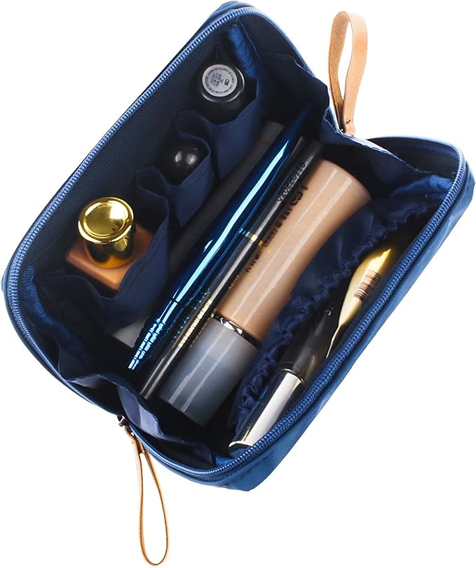 Small Makeup Bag for Purse Portable Waterproof Cosmetic Bag Travel Makeup Pouch for Women (Blue, Square)