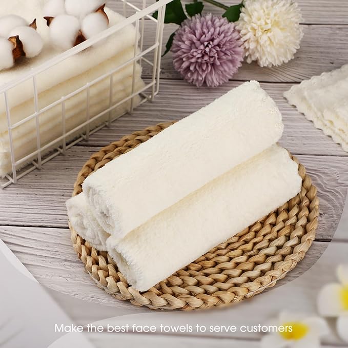 Syhood 12 Pieces Face Wash Cloth 12 x 12 in Makeup Remover Cloths Towel Coral Velvet Facial Microfiber Soft Fast Drying Facial Cleansing Towel for Face(White)