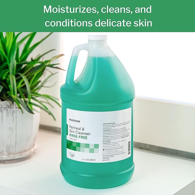 McKesson Perineal Skin Cleanser, 1 Gallon [Pack of 4] Rinse-Free Body Wash for Incontinence or Ostomy Care, Herbal Scent