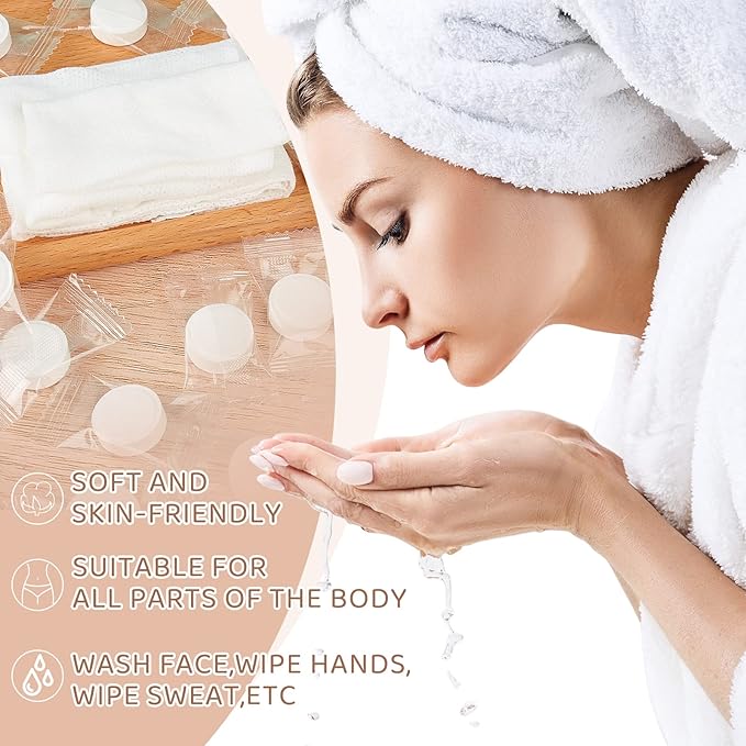 Juexica 1000 Pcs Mini Compressed Paper Towels Tablets Disposable Travel Coin Tissues Cotton Face Washcloths Portable Individual Wrap for Travel Toilet Hand Clean