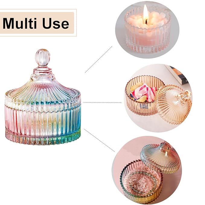 Body Powder Puff and Container, Glass Box for Dust Puff, Powder applicator with Case for Dusting powder (colorful)