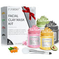4 Pcs Clay Mask for Face(360g in total), Turmeric Vitamin C, Dead Sea Mud, Green Tea Avocado, Rose, Face Mask Skincare for Pore Cleansing, Facial Clay Mask Set Gifts for Women, 3.17 Oz Each
