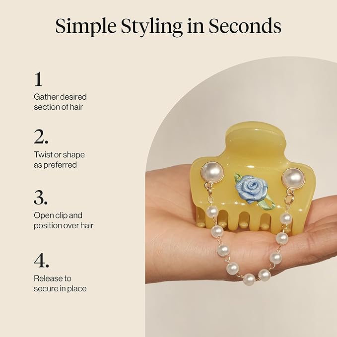 KitschPop ™ Hair Clips For Women with Charm Sets -Customizable Cloud Claw Clip With Interchangeable Collectible Cute Charms | Ideal Gifts For Women - Coastal Cottage - Butter Yellow, 7pcs Set