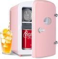 Simple Deluxe 4L/6 Can Portable Mini Fridge with Observation Window, Compact Cooler & Warmer Freon-Free Small Refrigerator, for Skincare, Beverage, Food, Cosmetics, Pink