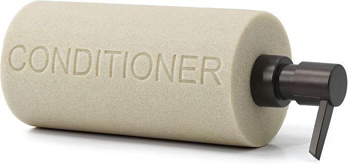 Resin Tan Sandstone Conditioner Engraved Bottle Refillable Pump Dispenser, Durable Waterproof Resin Construction for Bath, Shower - Tan Sandstone ORB Pump