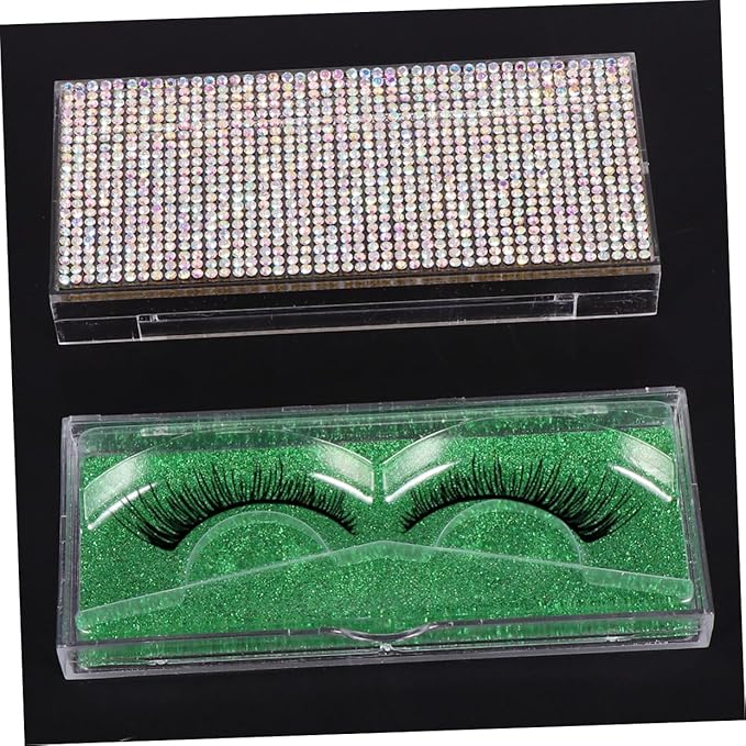 Shiny Eyelash Storage Case Set 2pcs Rhinestone Lash Containers Stylish Convenient