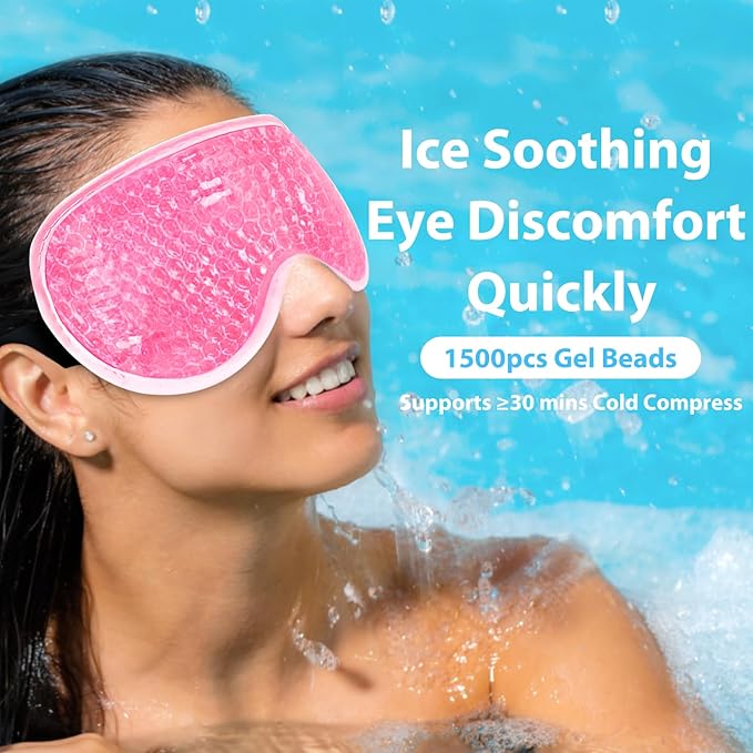 BeeVines Gel Eye Mask, 2 Pack Cooling Ice Masks for Puffy Eyes for Men & Women, Cold & Warm Compress for Post Surgery, Puffiness, Allergies, Sinuses & Migraines Treatment