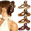 Auseibeely 4 Pcs Bow Claw Clips for Women & Girls, 4.3 Inch Tortoise Shell Cute Bow Hair Clips, Medium Claw Clip for Thick/Thin Hair, Non-Slip Elegant Butterfly Hair Accessories for Gift