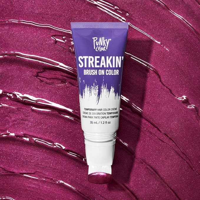 Punky Colour Streakin' Brush on Color Orchid, Temporary Hair Color Creme, Instant, DIY Hairstyle, Vibrant, Soft Hold, Men Women Kids, Easy-Squeeze Tube, 1.2 fl oz