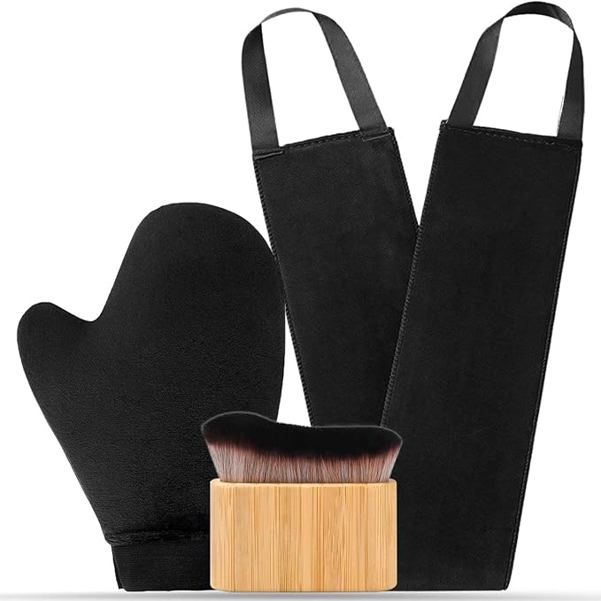 3 in 1 Self Tanning Mitts Self Tanner Mitt Tanning Glove Self Tan Mitt Back Self Tanning Brush for Self Tanner Brush Self Tanner Back Applicator Back Tanning Applicator