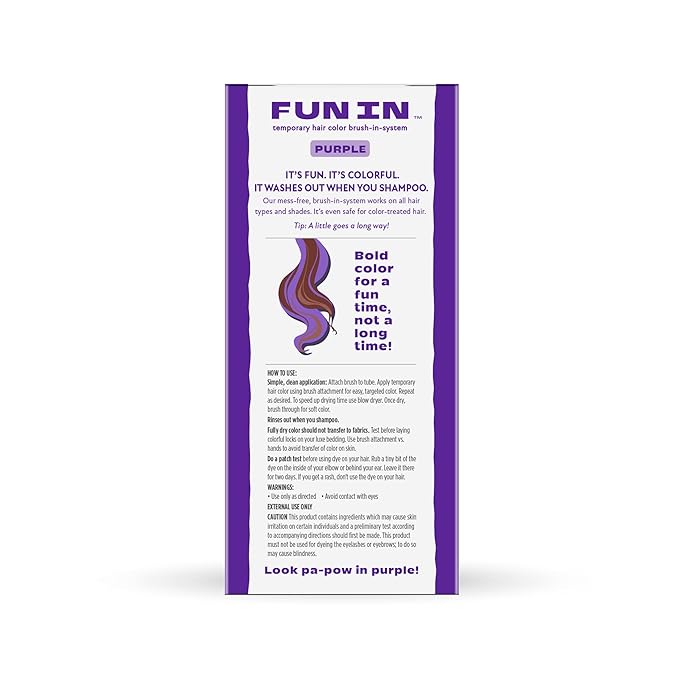 Fun In by Sun In Temporary Hair Color with Easy Brush Applicator for Kids, Teens & Adults - Washable One day color for Festivals, Events & Parties - All Hair Types