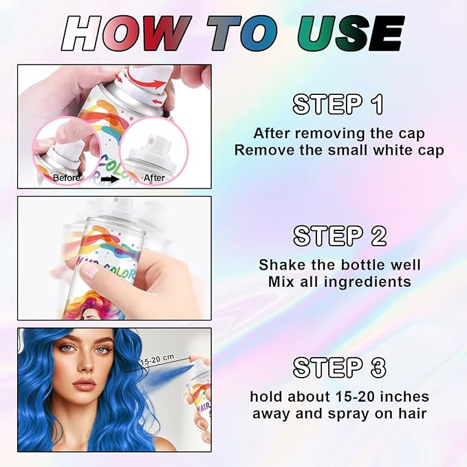 Temporary Hair Color Spray, Blue One-Time Use Hair Color Dye for Women and Kids, Disposable Natural Hair Strong Style Hair Dye-On 1-Day Washable for Cosplay Party DIY,Christmas Party, Halloween (Blue)