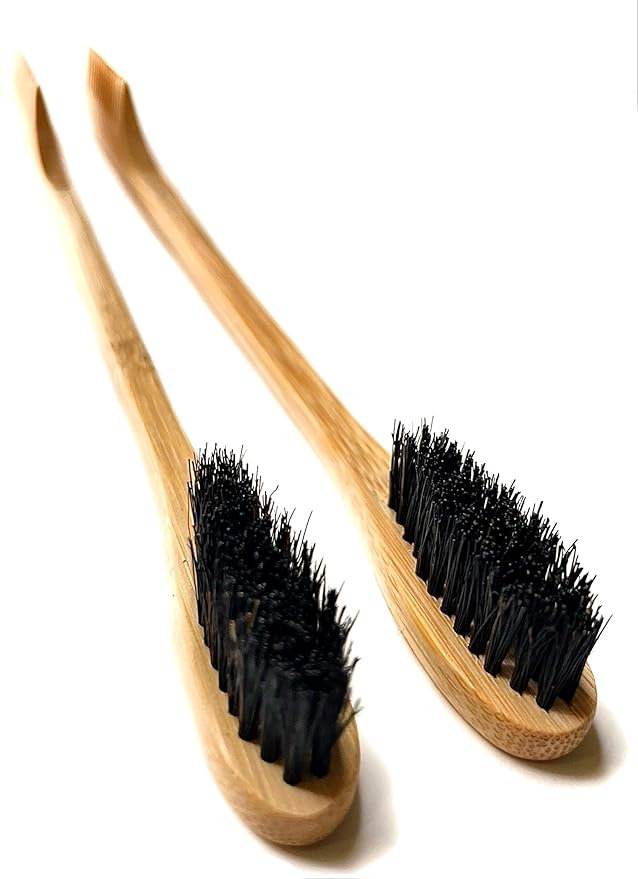 2-in-1 Sapling Mustache Brush & Comb (2-pack) from Green Beard Grmng - Boar Bristle & Bamboo