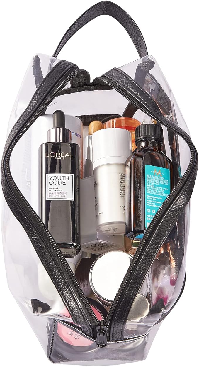 Heavy Duty Clear Travel Toiletry Makeup Bags Transparent Shaving Bag Water Resistant Cosmetic Bag Organizer Pouch with Zipper and Handle