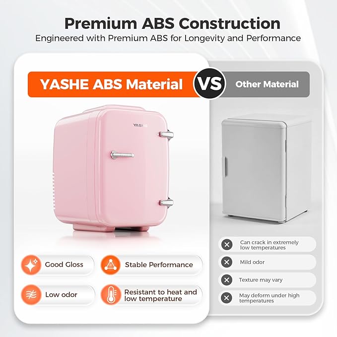 Mini Fridge, 4 Liter/6 Can Mini Makeup Fridge, 110V AC/ 12V DC Portable Thermoelectric Cooler&Warmer for Skincare, Drink, Cosmetic, Medicine, Small fridge for Bedroom, Office, Dorm, Car, Pink