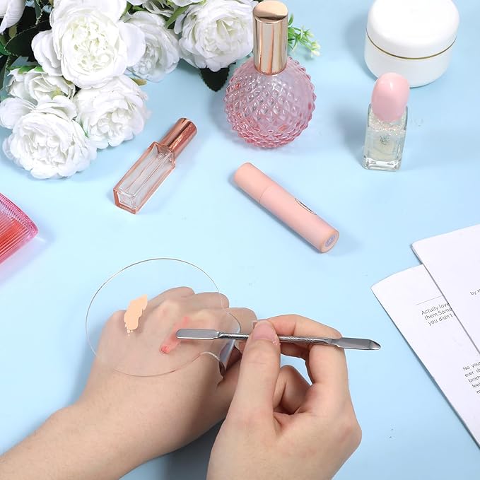 Acrylic Makeup Mixing Palette, Cosmetic Foundation Palettes Clear Nail Palettes Makeup Palette Tray with Spatula Tool for Salon Foundation Eye Shadow Lipsticks Nail Art Professional Pigment Blending