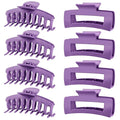 TOCESS Hair Claw Clips for Women - Large 8PK Neutral Matte Jumbo Square Hair Clips for Thick, Thin, Long, Short, Curly Hair Girls, Big Jaw Clip Set for Daily Use (Violet Purple)