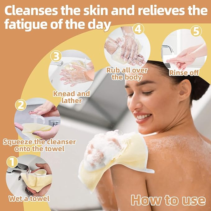 MAQIHAN Exfoliating Cloth - 4 Pack Exfoliating Washcloths for Body and Face Clean 8 × 10 inches Durable Weave Bath Body Scrubber Face Wash Cloths Bath Towel Washcloths Wash Towels for Women and Men