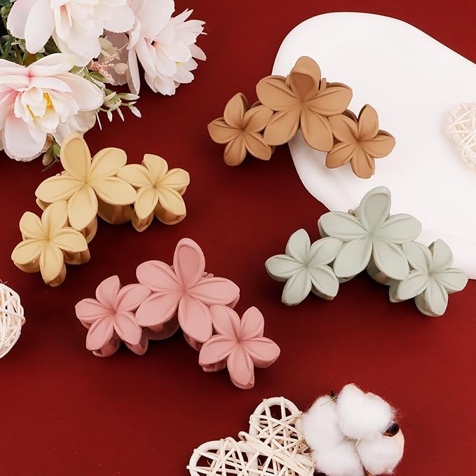 Matte Flower Hair Clips for Women - Non-slip Cute Claw Clips for Thick and Thin Hair - Strong Hold Hair Accessories for Women and Girls