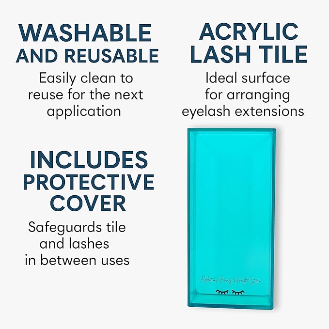 Acrylic Eyelash Storage Box - Eyelash Extension Organizer Box - Lash Organizer Tiles for Lash Extension - Perfect for Eyelash Holder, Eyelash Case and Eyelash Storage Case (teal & white)
