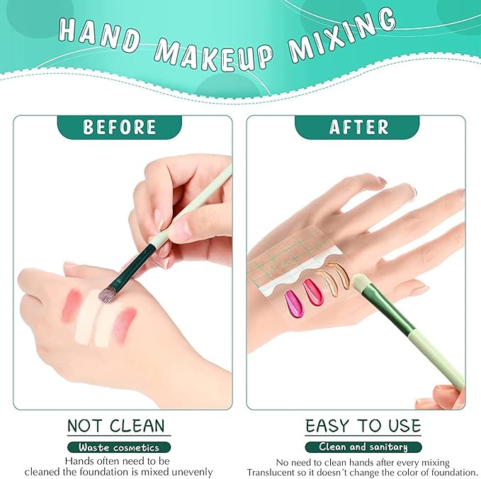 Marhynchus 100pcs Makeup Hand Palette Waterproof PU Film Self Adhesive Disposable Makeup Mixing Palette