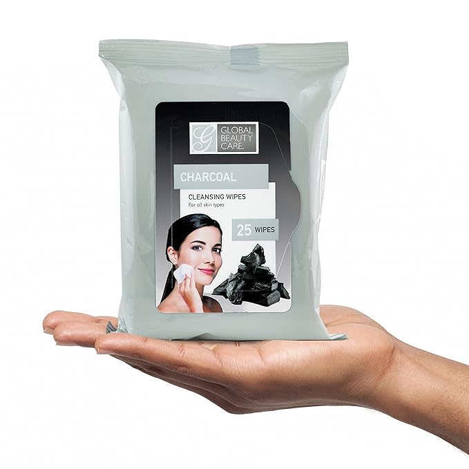 Global Beauty Care Bulk Cleansing Wipes Premoistened 4 Pack of Charcoal Cleansing Cloths Makeup Removal Wipes - Great For Travel Toiletries - 100 ct.(4-Pack)