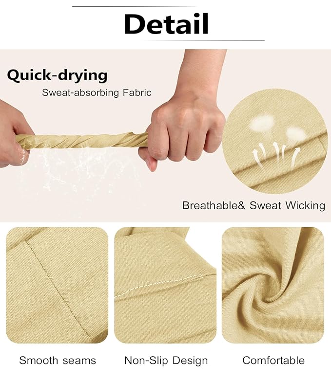Headbands for Women, 8pcs Stretchy Non Slip Soft Cotton Cloth Hair Bands for Sports, Workout, Yoga and Running