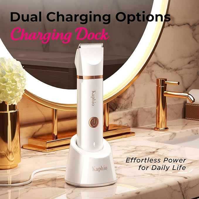 Bikini Trimmer for Women Pubic Hair: 2 in 1 Electric Razors for Women - Rechargeable Electric Shaver - IPX7 Waterproof Lady Shaver for Travel & Shower Use in Summer (White)