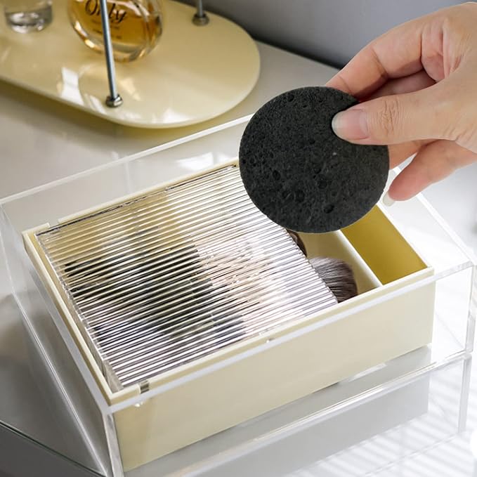 50-Count Facial Sponges Compressed Natural Cellulose Sponge Round Shape Face Sponge for Face Cleansing Exfoliating and Makeup Removal, Black