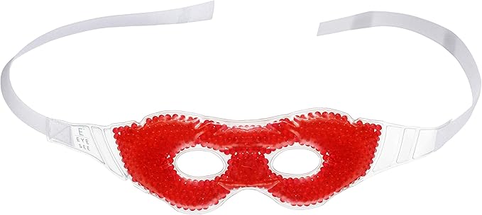 Eye See Gel Eye Mask, Red - Cold Compress Ice Pack with Gel Beads - Microwave Safe for Heat Therapy - Great for Puffy Eyes, Dark Circles, Dry Eyes, Soothing Headaches