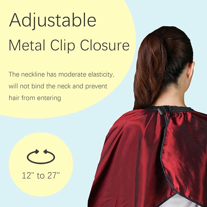 Barber Cape, Professional Hair Salon Cape with Adjustable Metal Clip, Shampoo Hair Cutting Cape for Barbers and Stylists - 55 x 63 inches (Wine Red)