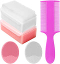 Cradle Cap Brush for Babies, Set of 5 Baby Bath Essentials with Bath Sponge Silicone Scrubber Long Handle Comb for Newborns Toddlers Boys Girls (Pink)
