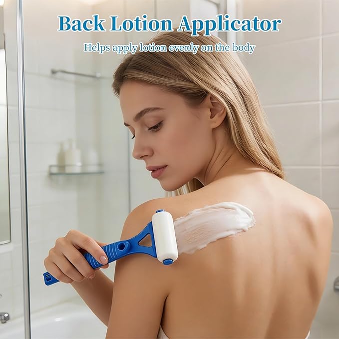 Back Lotion Applicator, 18.5 in Long Handle Body Lotion Applicator for Back with Detachable Sponge, Easy Reach Lotion Applicator for Elderly, Apply Self Tanner, Sunscreen