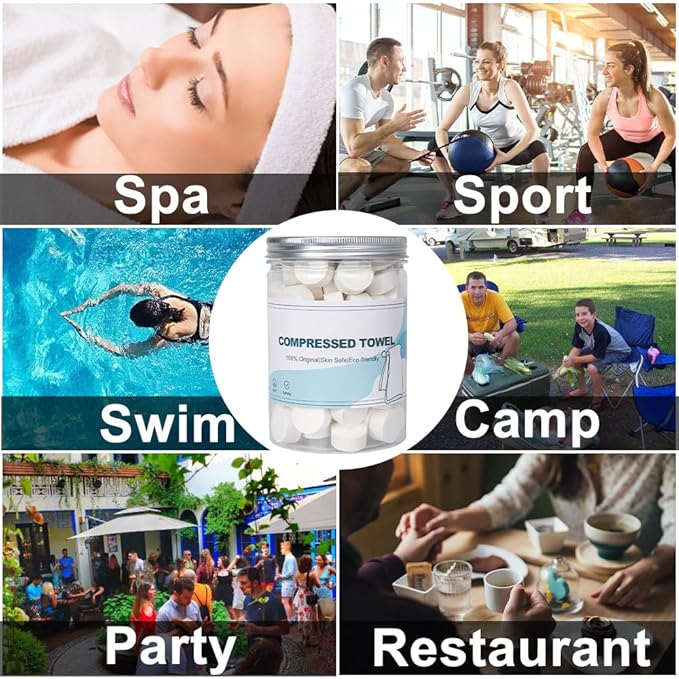 Canned Compressed Towels,100PCS Disposable Compressed Tissue Paper Towel Portable Mini Tissue for Travel,Sport,Camping,Outdoor Activities