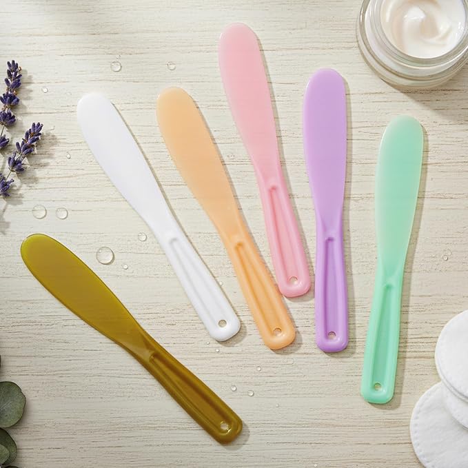 6 Pcs Cosmetic Spatulas, Face Mask Makeup Spatula, Reusable Plastic Lotion Spatulas, Face Mask Applicator Tool for Skincare Scoop for Cream Mixing, Jar Scraping, Skincare Tools (Colored)