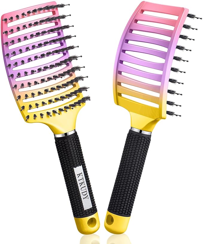 KTKUDY Wet or Dry Detangling Hair Brush for All Hair Types - Eliminates Knots & Reduces Breakage Hairbrush - Tangle Free Detangler Brush For Women Men & Kids, Single, 1 Count