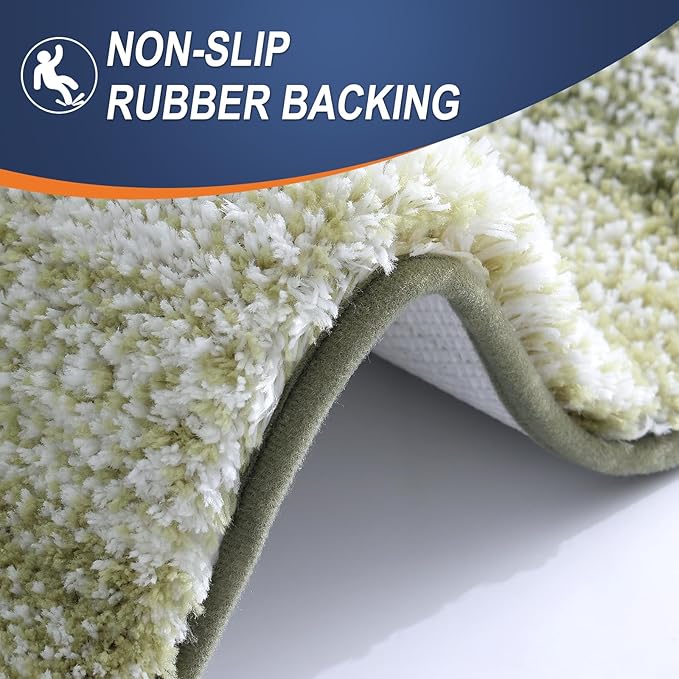 OLANLY Bathroom Rug Set 2 Piece, Soft Absorbent Microfiber Bath Rug Set, Non-Slip, Machine Wash Dry, Plush Shaggy Bath Mats for Bathroom (47"x20"+24"x16", Dark Green)