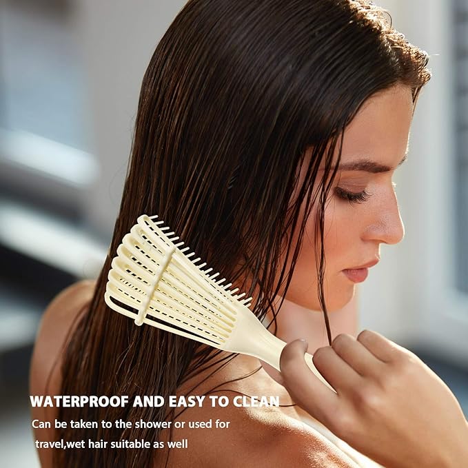2 Pieces Detangling Brush for Afro America/African Hair Textured 3a to 4c Kinky Wavy/Curly/Coily/Wet/Dry/Oil/Thick/Long Hair, Knots Detangler Easy to Clean (Beige, Purple)