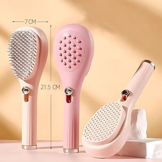 2 PCS Telescopic Self Cleaning Hair Brush For women, One Click Hair Comb Massage Eliminates Knots Detangling Hairbrush