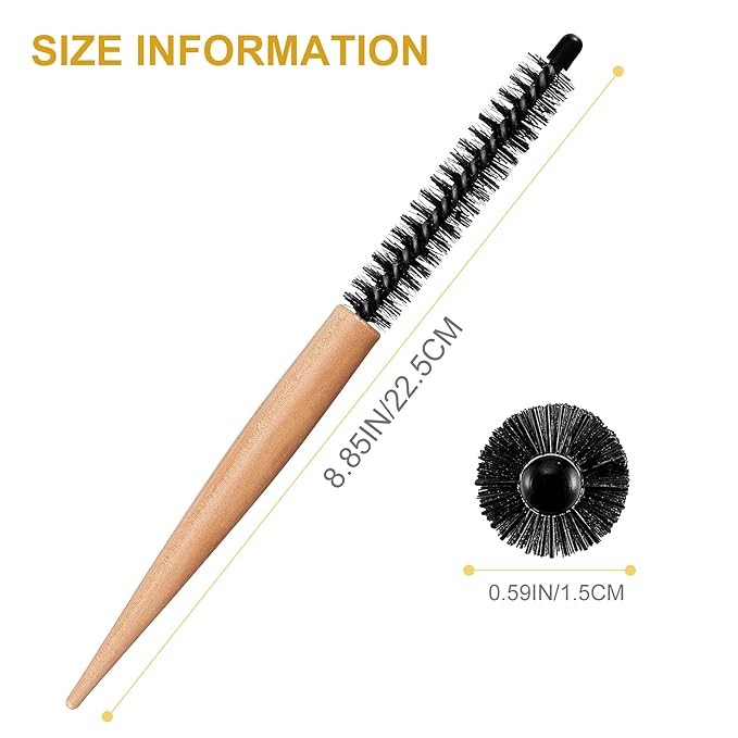 Mini Roller Quiff Brush for Hair Styling - Round Comb for Thin Short Hair, Bangs, Beard Lifting and Curling(10 Inch)