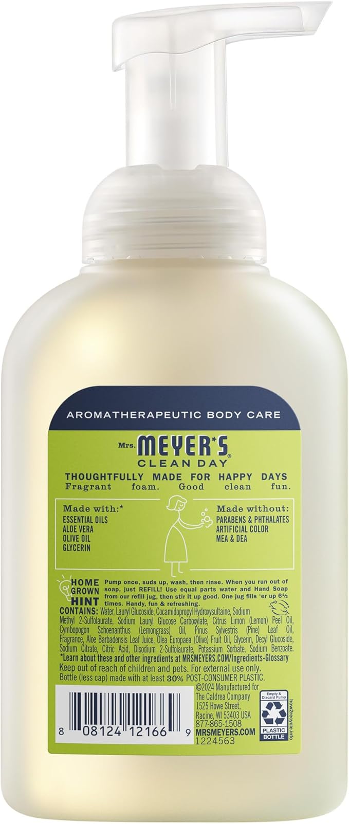 MRS. MEYER'S CLEAN DAY Foaming Hand Soap, Lemon Verbena, 10 oz