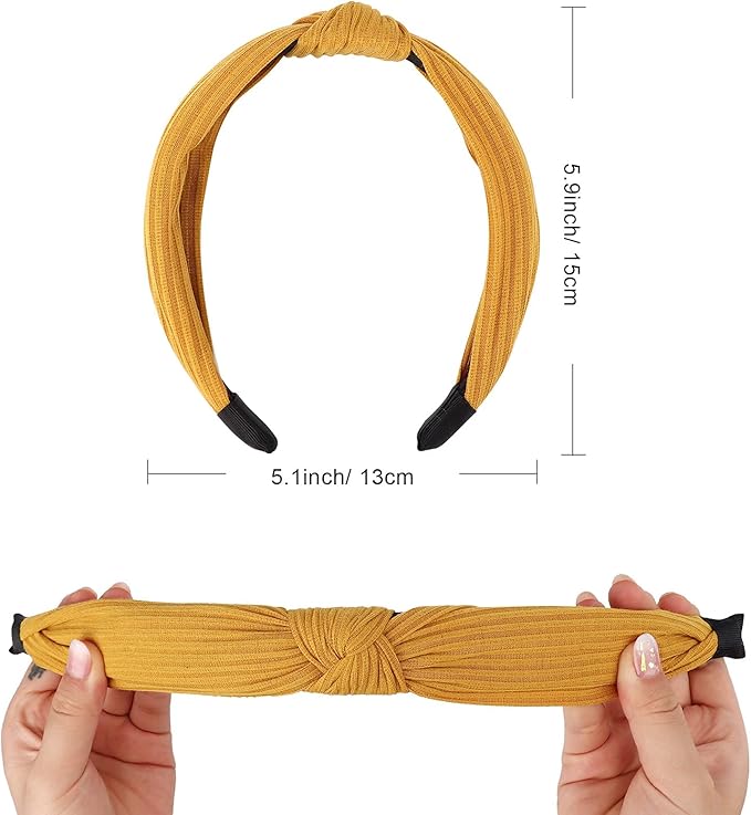 DRESHOW 8 Pack Knotted Headbands for Women Wide Turban Headband Yoga Exercise Ribbing Hair Hoop Hair Bands Accessories