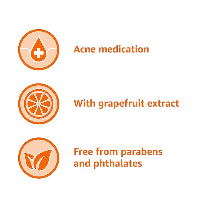 Amazon Basics Clarifying Pink Grapefruit Body Wash, 2% Salicylic Acid Acne Treatment, Foaming, Refreshing, Prevents Breakouts, Dermatologist Tested, 8.5 fl oz, 4-Pack (Previously Solimo)
