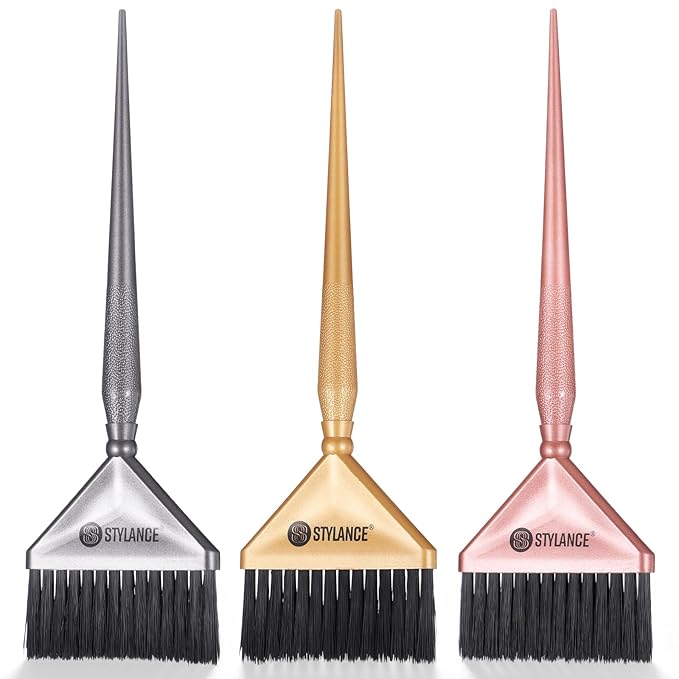 3Pcs Gold Hair Color Brush Color Applicator Brush Hair Coloring Brushes Salon Applicator Tint Brushes for Hairs Dye Professional Stylist Hairs Coloring Tool for Salon Home, Silver, Rose Gold