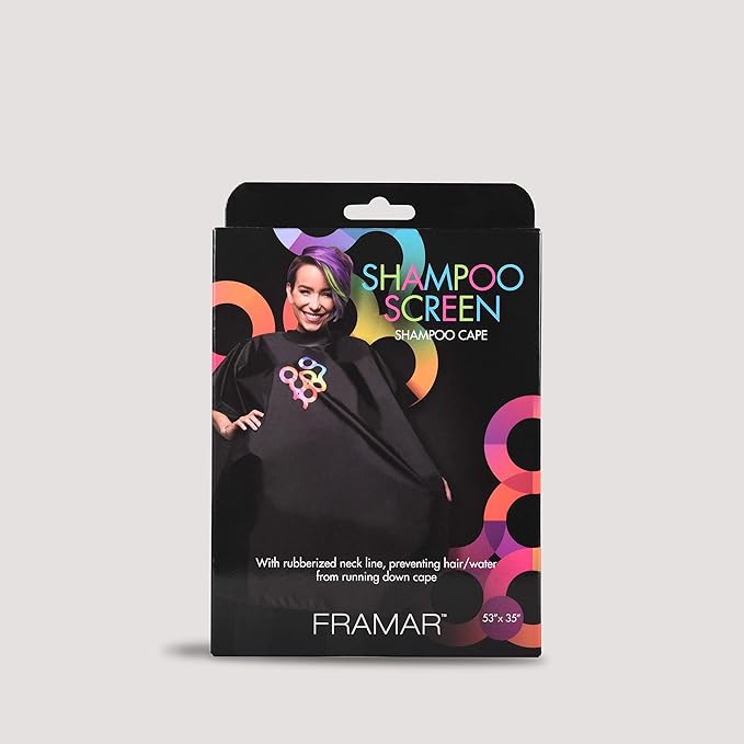 FRAMAR Black Salon Cape – Shampoo Hair Cape, Salon Color Capes, Chemical Capes For Hairstylist, Hair Dressers Drape, Cosmetology Supplies, Barber Supplies - Snap Closure & Rubberized