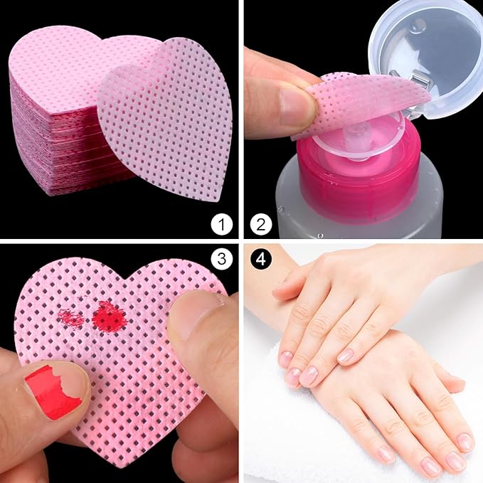 400PCS Nail Cotton Pads,1 Pull-Down Pump Dispenser Bottle, Super Absorbent Soft Non-Woven Eyelash Glue Wipes,Lash Extensions Glue Cleaning Wipes Nail Salon Supplies (Pink)