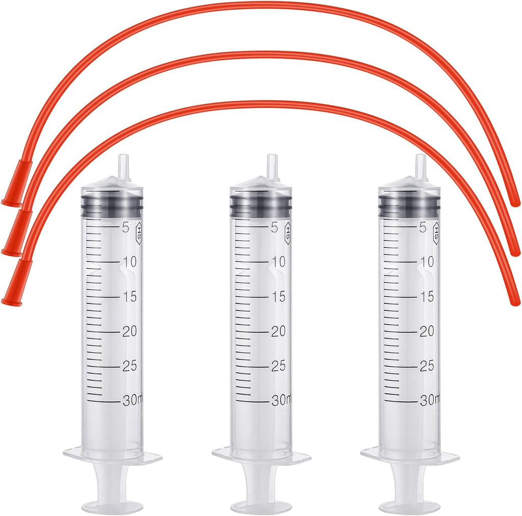3 Sets Puppy Kitten Feeding Tube Kit Includes 3 Pcs 8 FR Red Rubber Feeding Tubes and 3 Pcs 30 ml Clear Feeding Syringe Kitten Syringe Feeding Supplies Feeding Tube Syringes Tool for Small Animals
