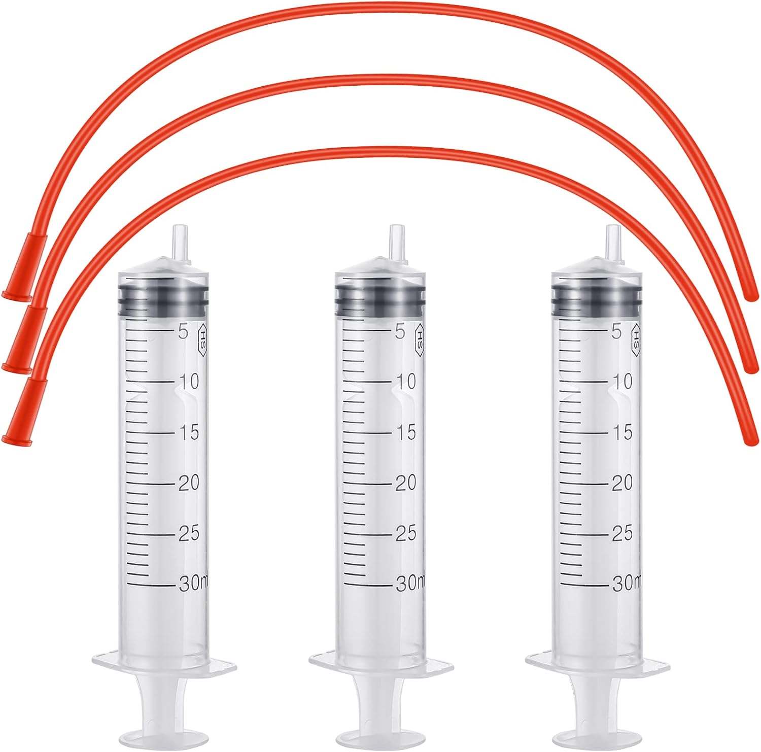 3 Sets Puppy Kitten Feeding Tube Kit Includes 3 Pcs 8 FR Red Rubber Feeding Tubes and 3 Pcs 30 ml Clear Feeding Syringe Kitten Syringe Feeding Supplies Feeding Tube Syringes Tool for Small Animals